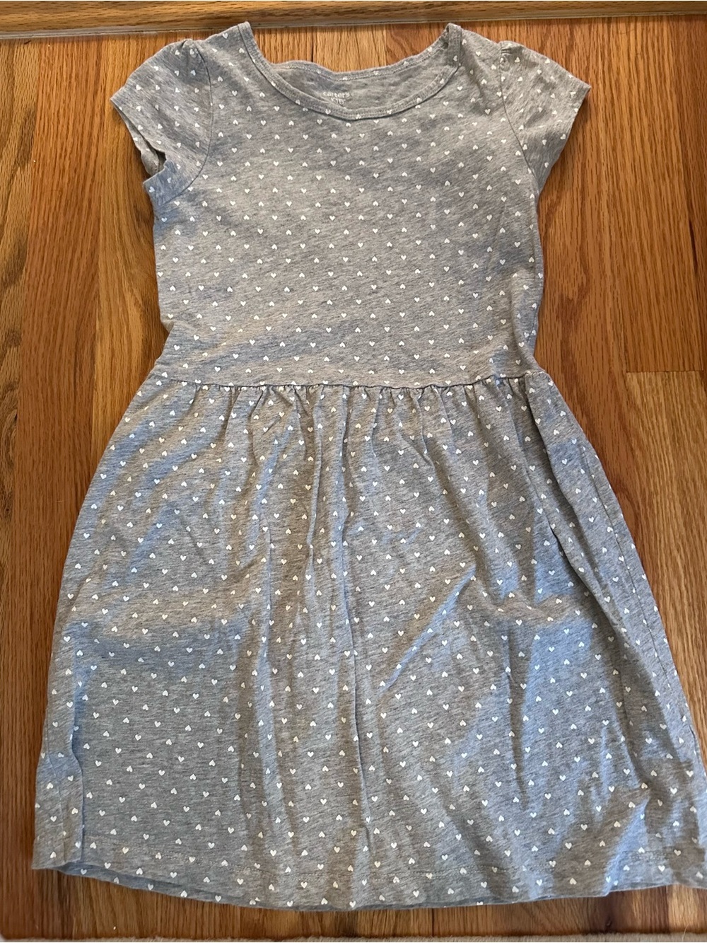 Carter's Gray Short Sleeve Dress with White Heart Print
